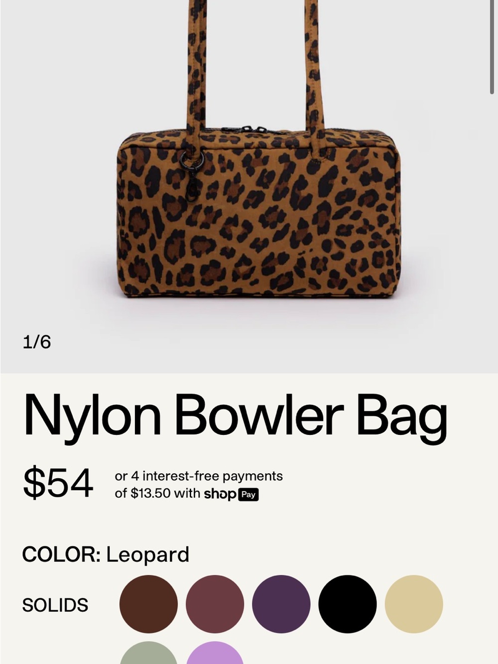 Leopard Print Nylon Bowler Bag